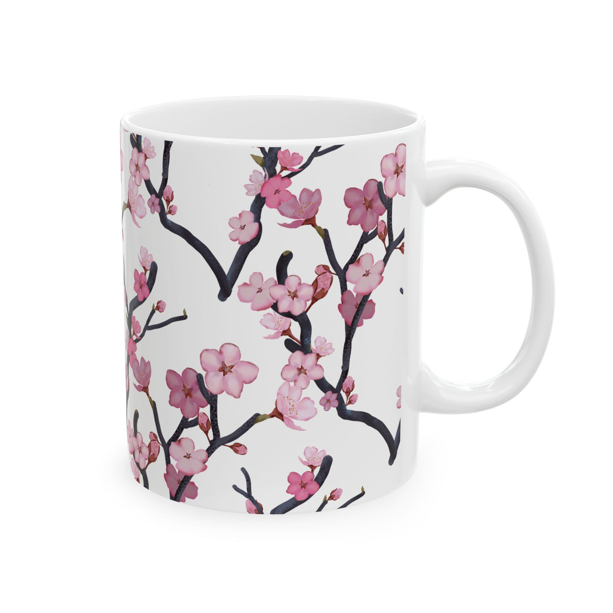 Cherry Blossom White Ceramic Mug, (11oz, 15oz) White