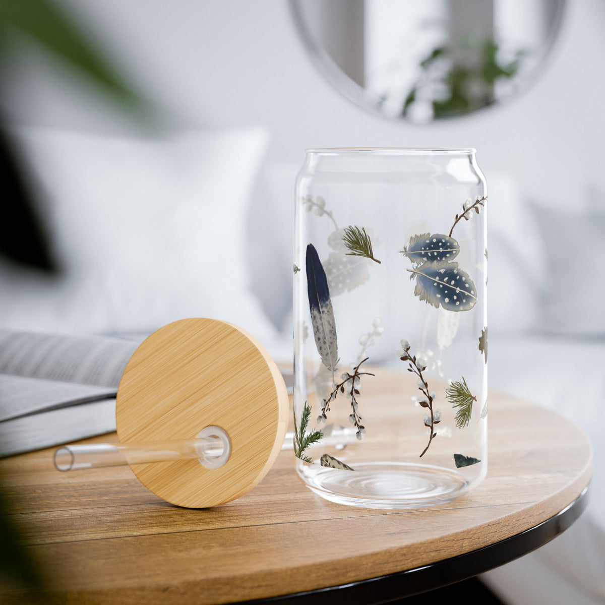 Forest Floor Sipper Glass, Glass Can 16oz
