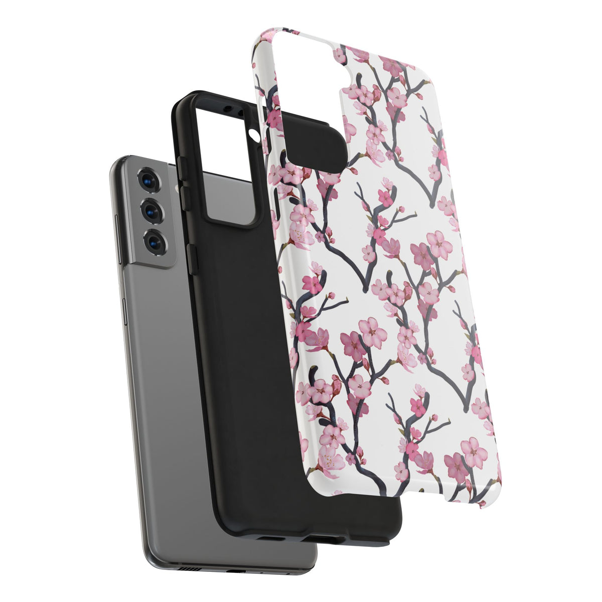 Samsung Galaxy Tough Phone Cases Cherry Blossom White Background