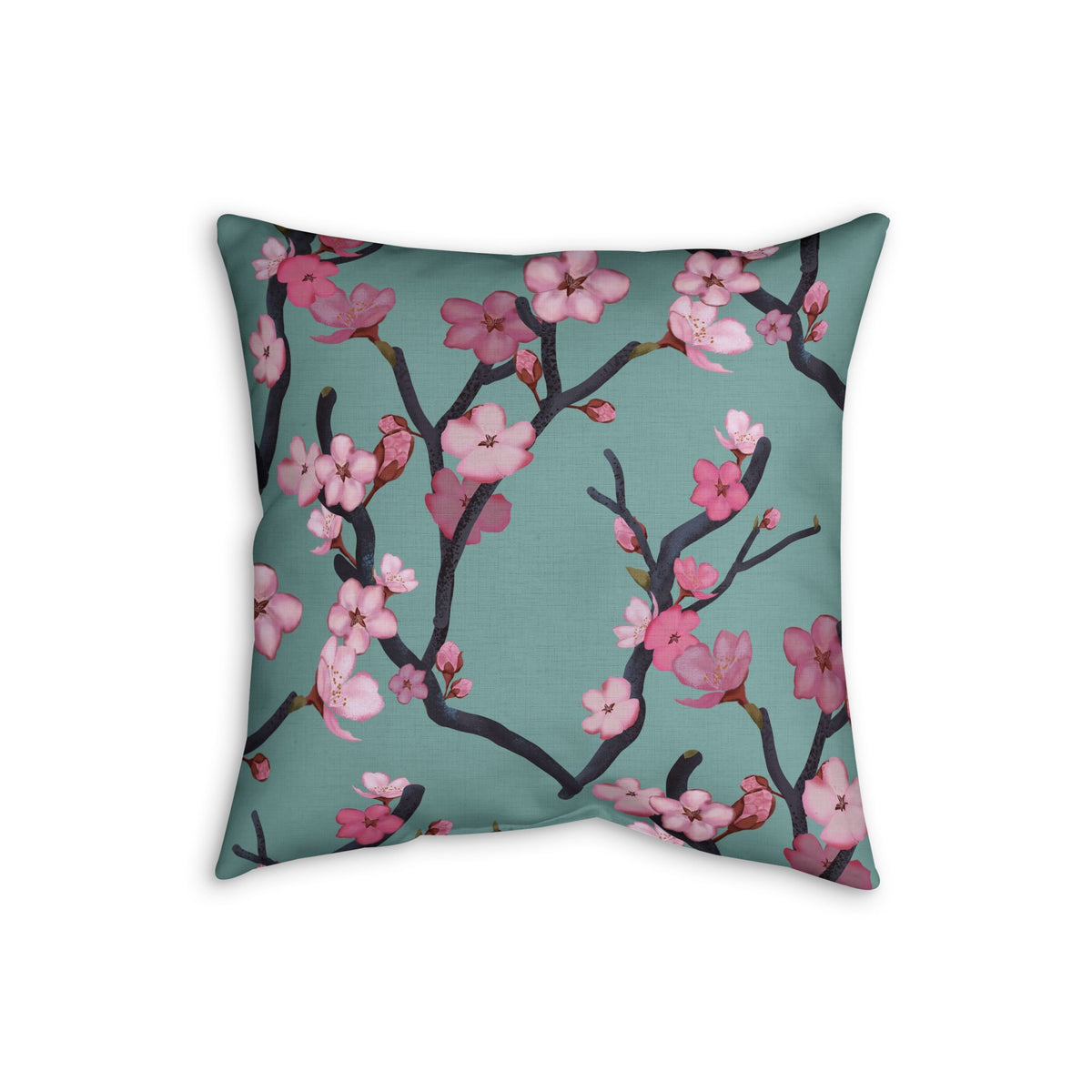 Cherry Blossom Faux Linen Pillow