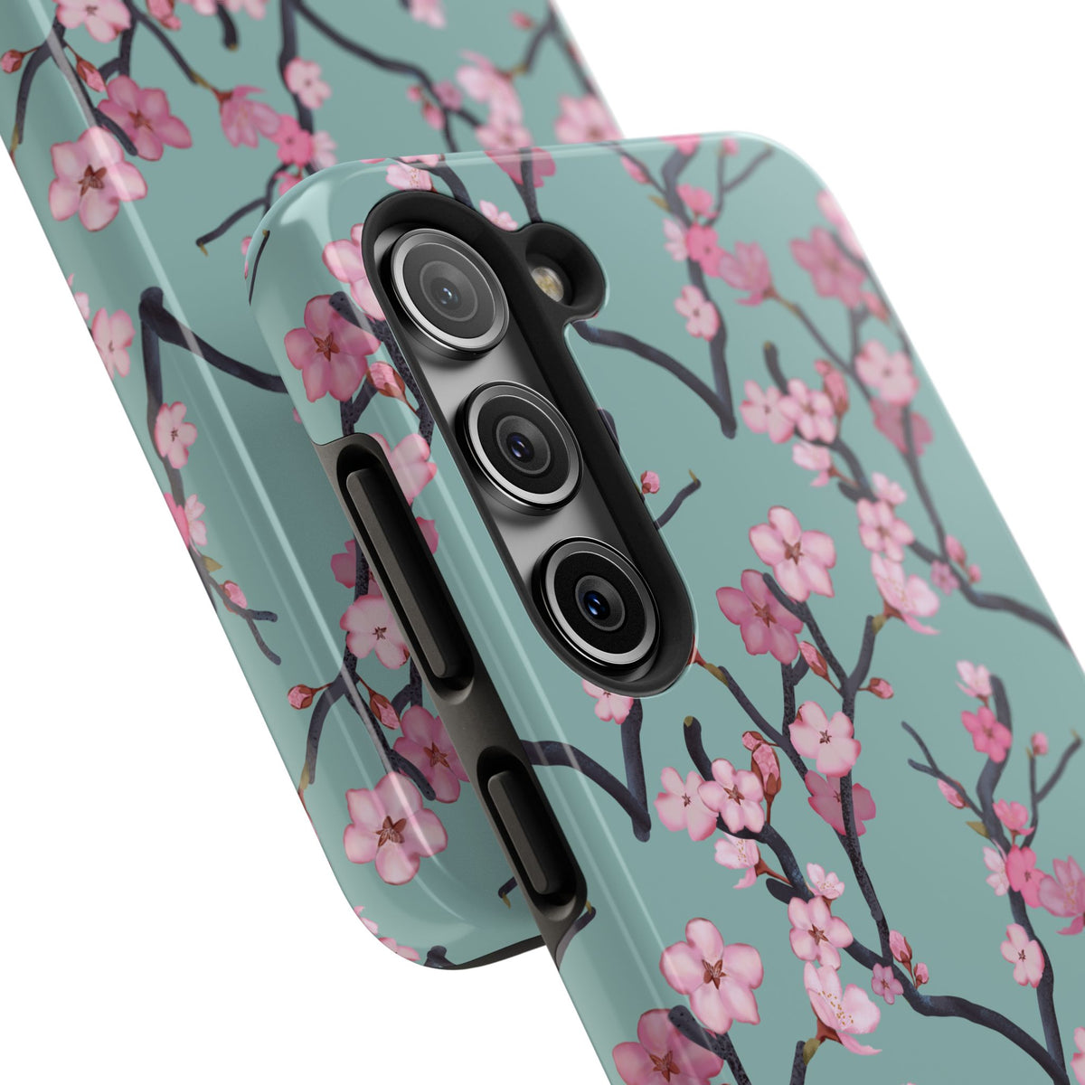 Samsung Galaxy Tough Phone Cases Cherry Blossom Green Background