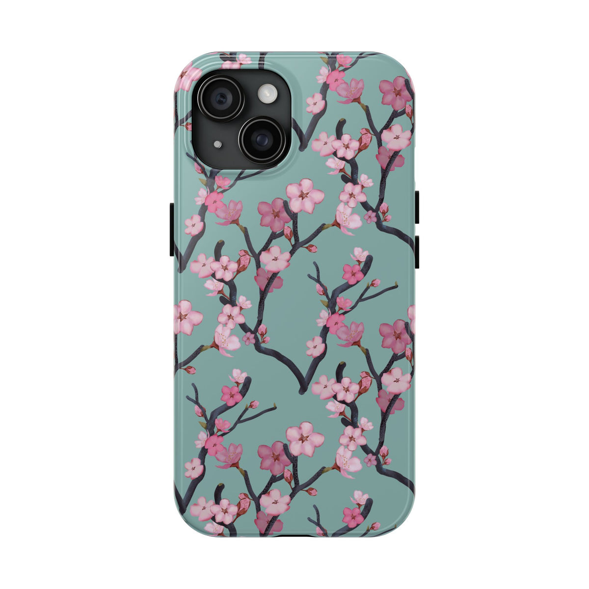 iPhone Tough Phone Cases Cherry Blossom Green Background