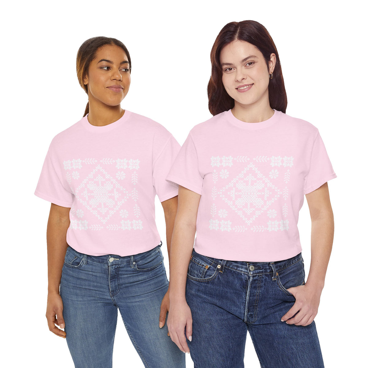 Tatreez Unisex Heavy Cotton Tee White Stitch Design
