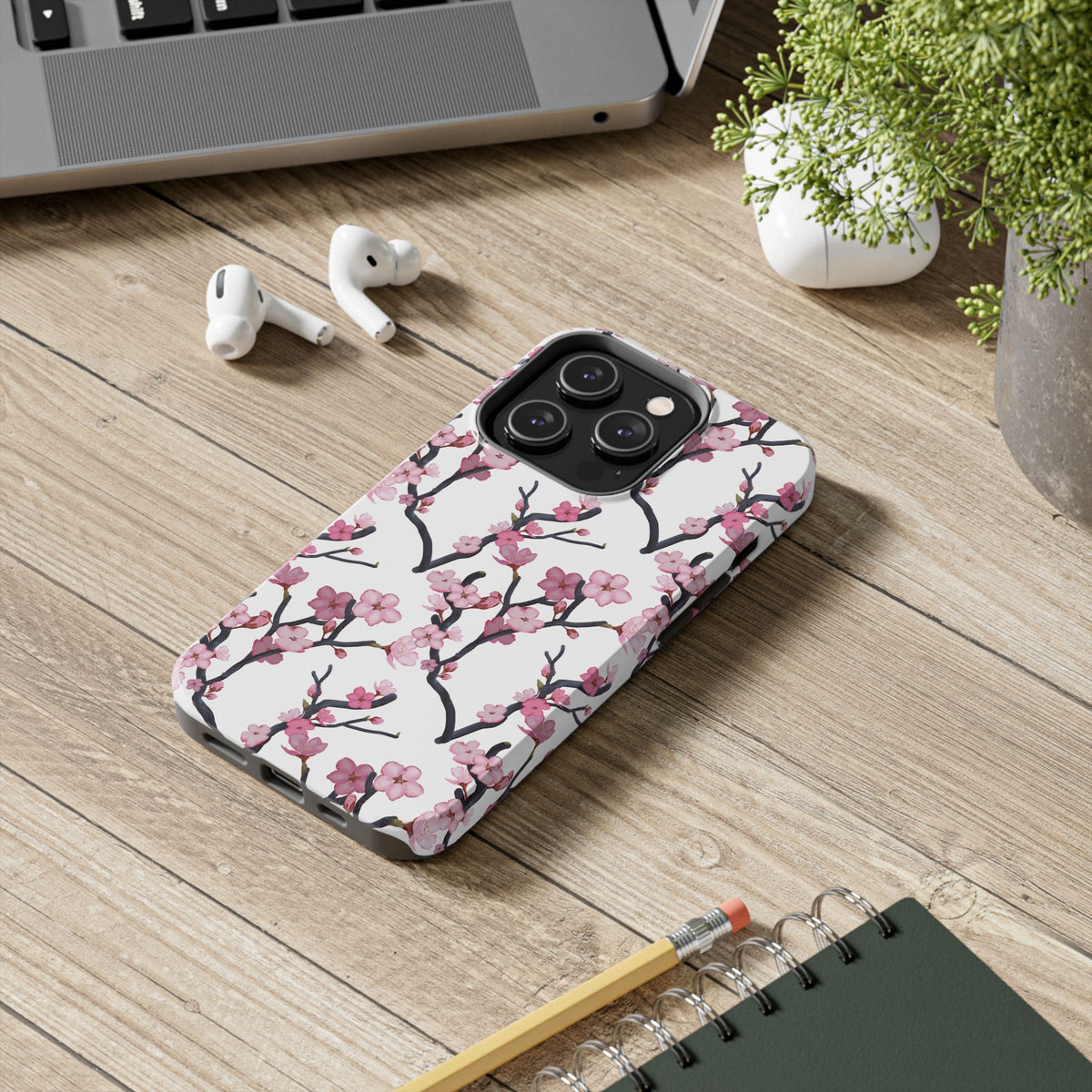 iPhone Tough Phone Cases Cherry Blossom White Background
