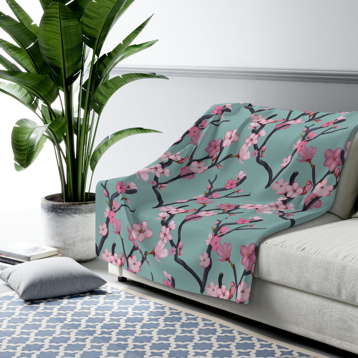Cherry Blossom Sherpa Fleece Blanket