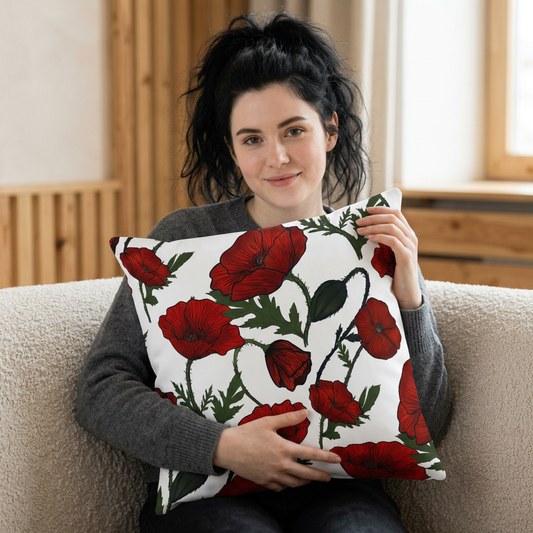 Poppy Faux Linen Pillow
