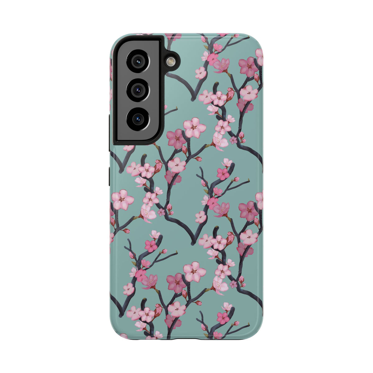 Samsung Galaxy Tough Phone Cases Cherry Blossom Green Background