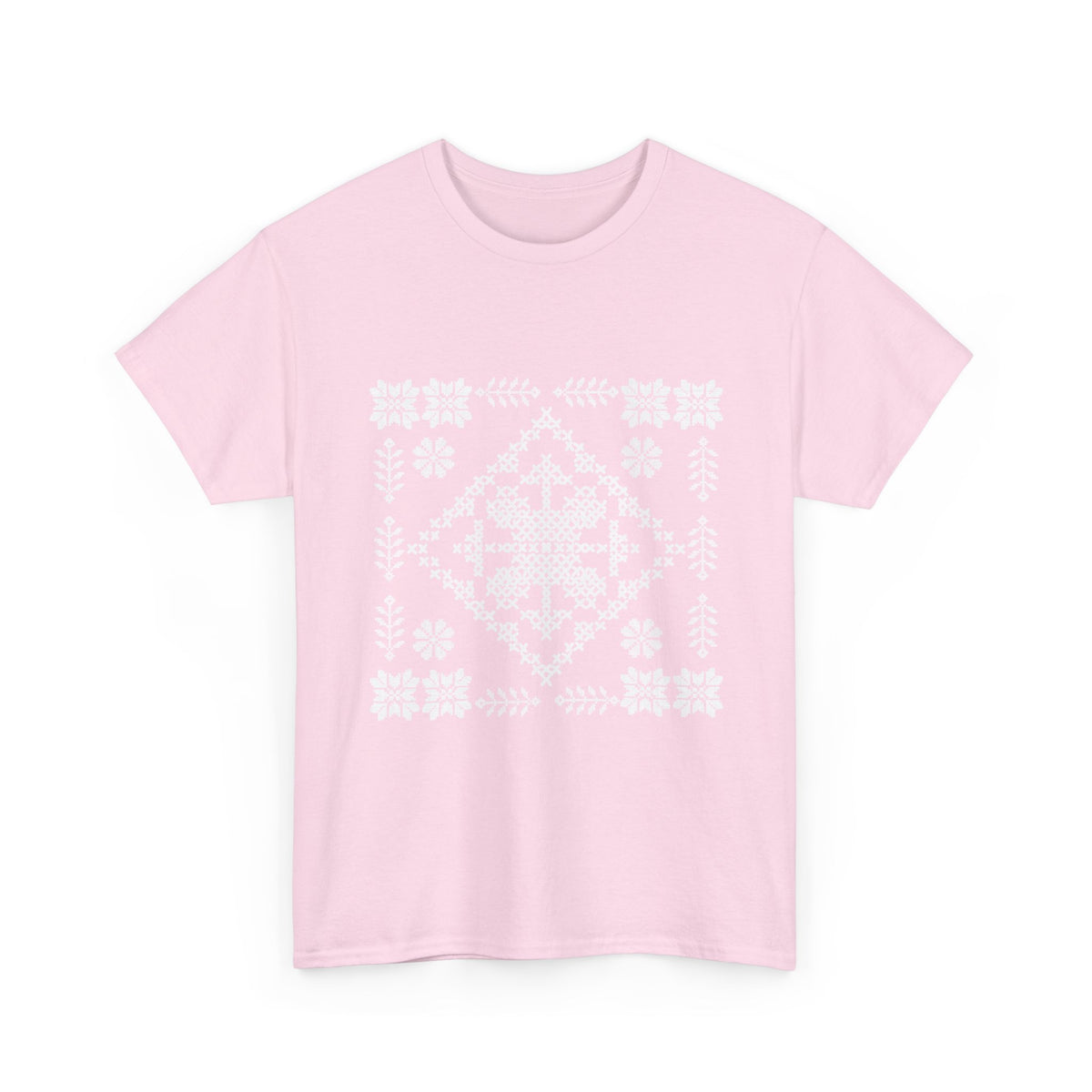 Tatreez Unisex Heavy Cotton Tee White Stitch Design