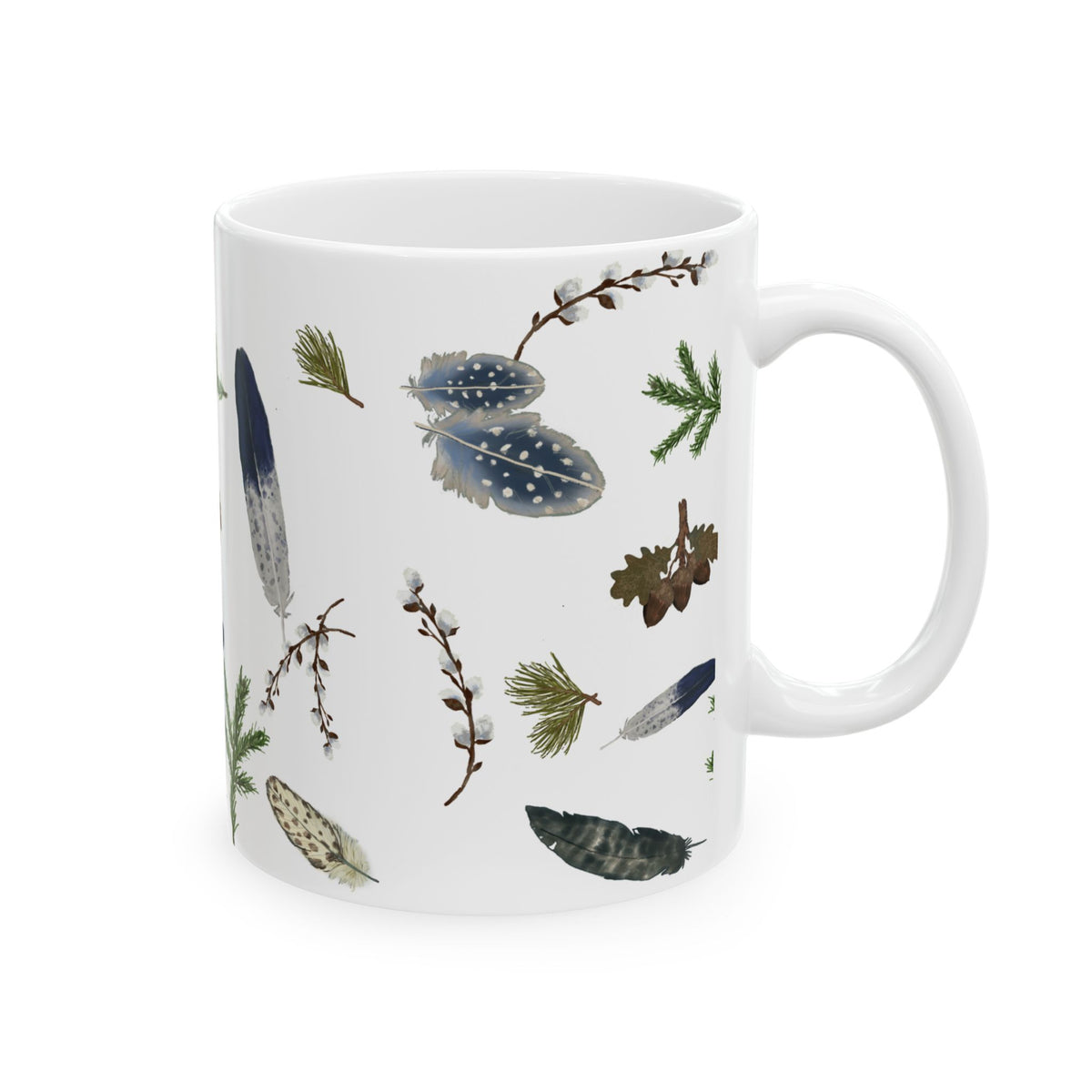 Forest Floor White Ceramic Mug, (11oz, 15oz)