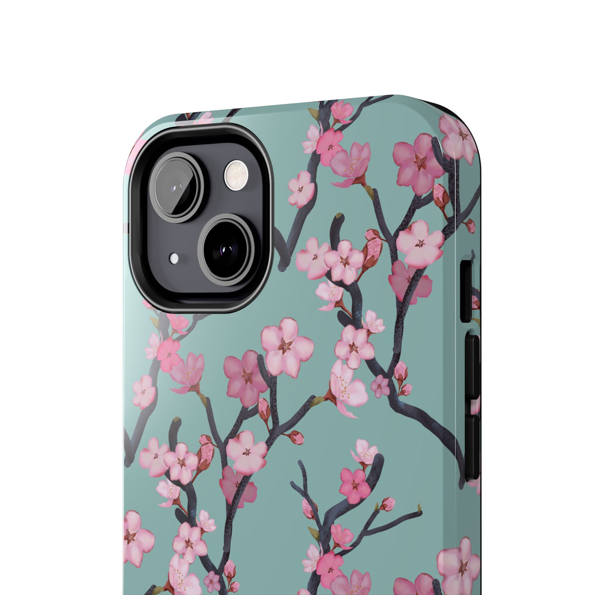 iPhone Tough Phone Cases Cherry Blossom Green Background