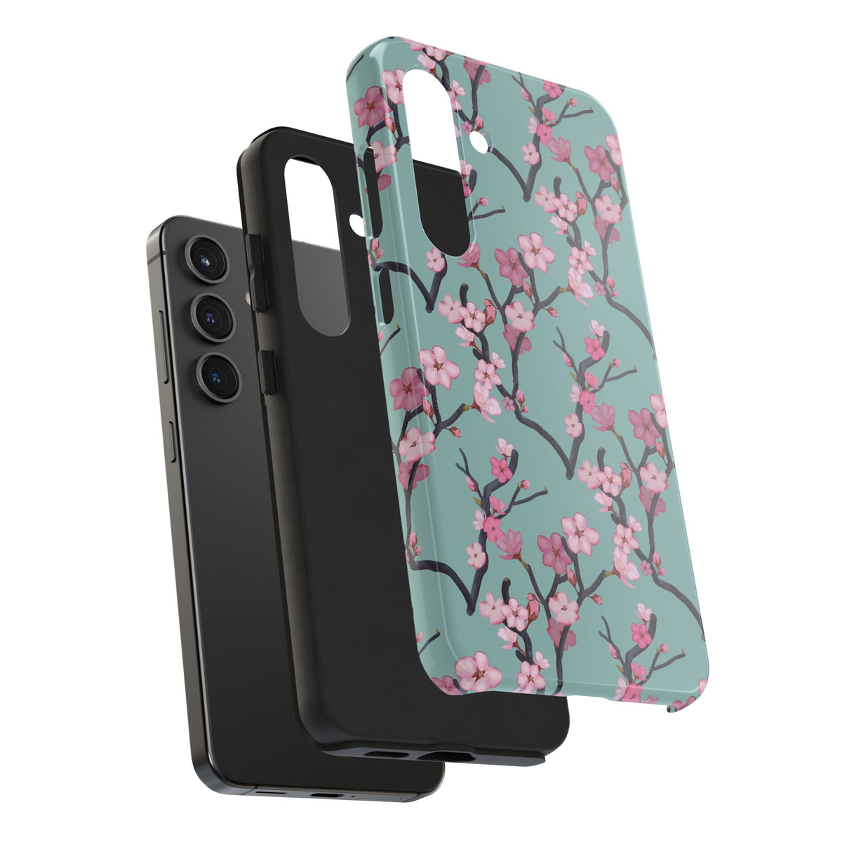 Samsung Galaxy Tough Phone Cases Cherry Blossom Green Background