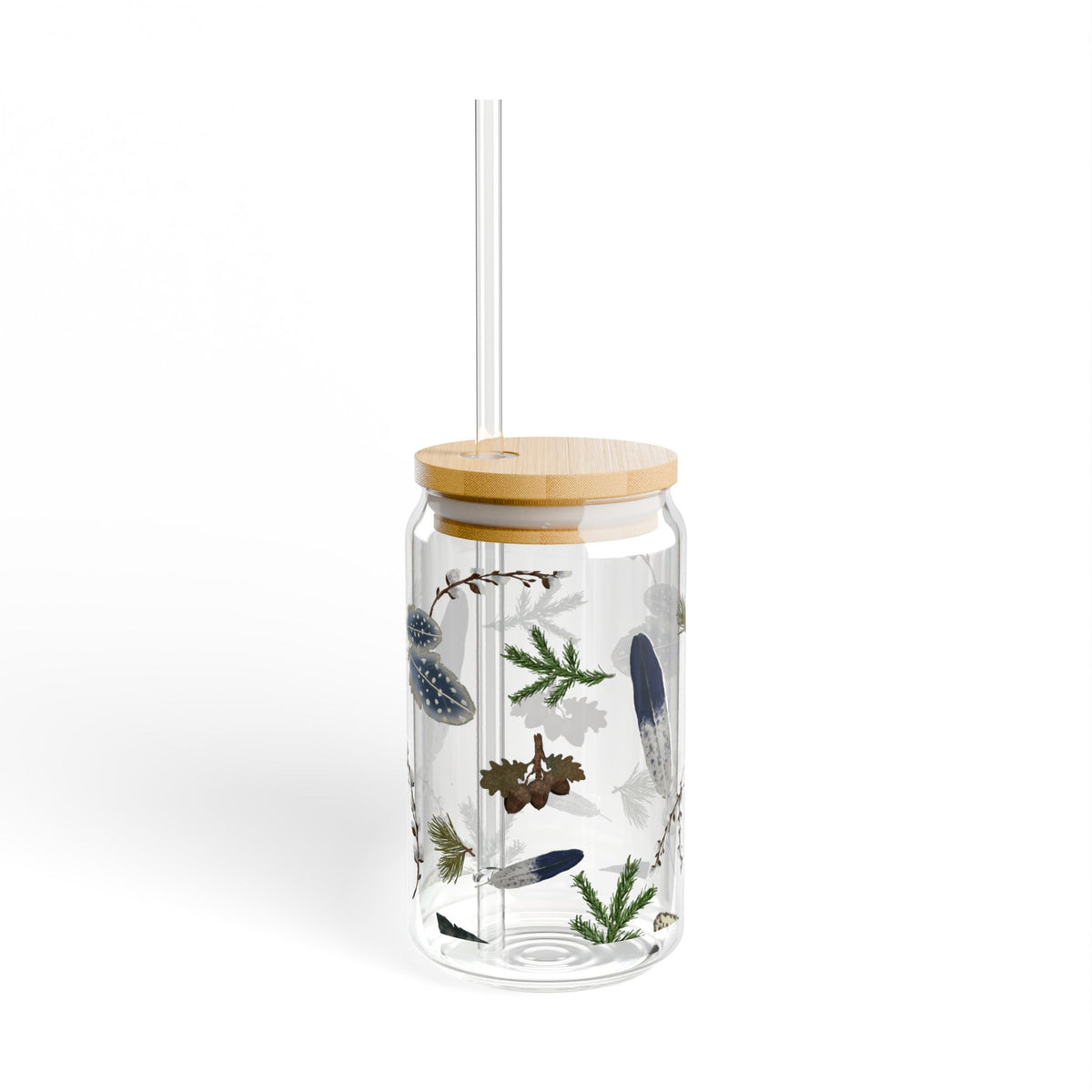 Forest Floor Sipper Glass, Glass Can 16oz