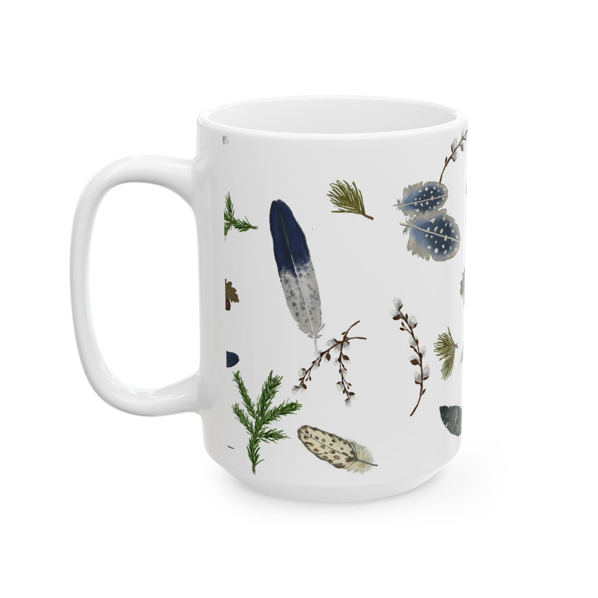 Forest Floor White Ceramic Mug, (11oz, 15oz)