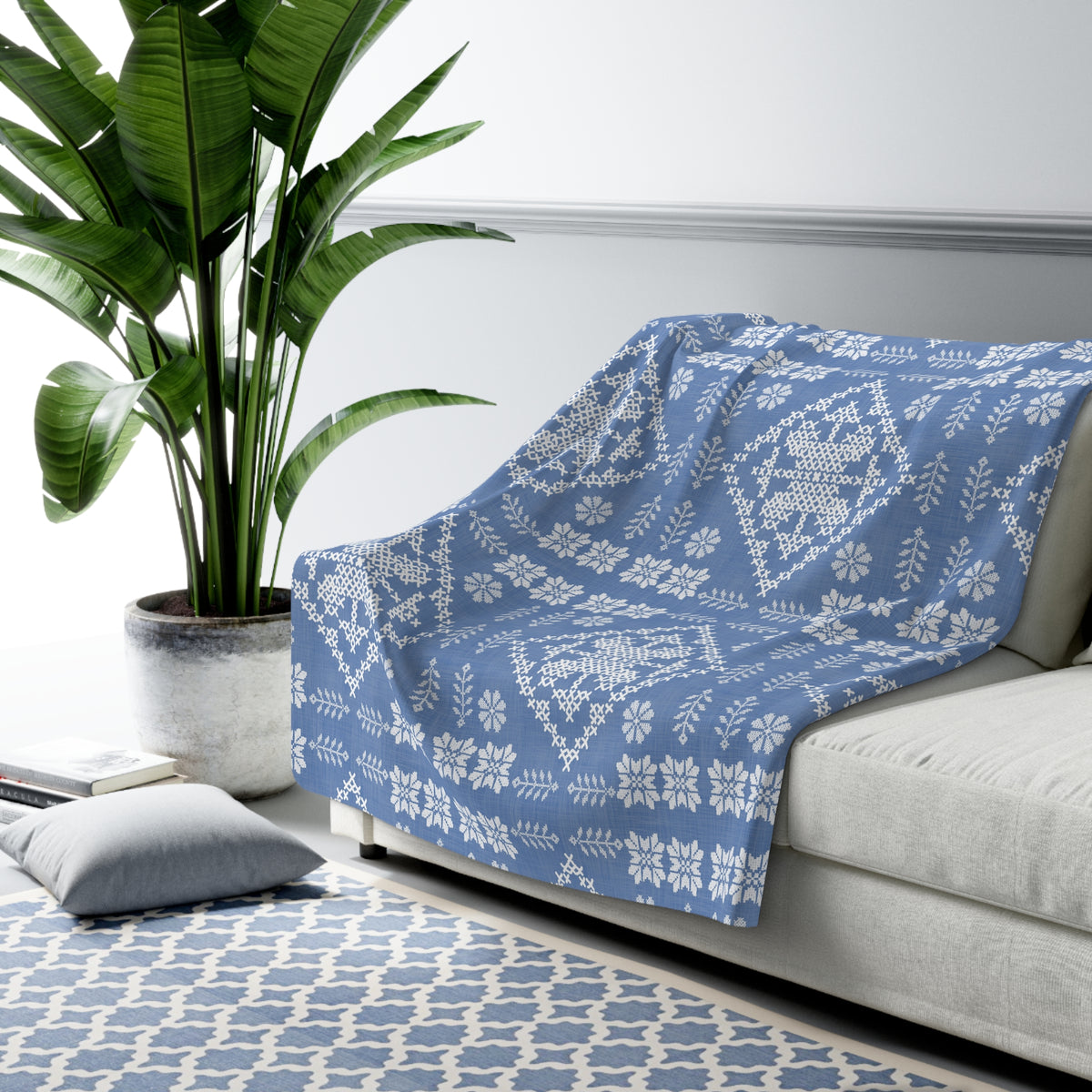 Tatreez Sherpa Fleece Blanket