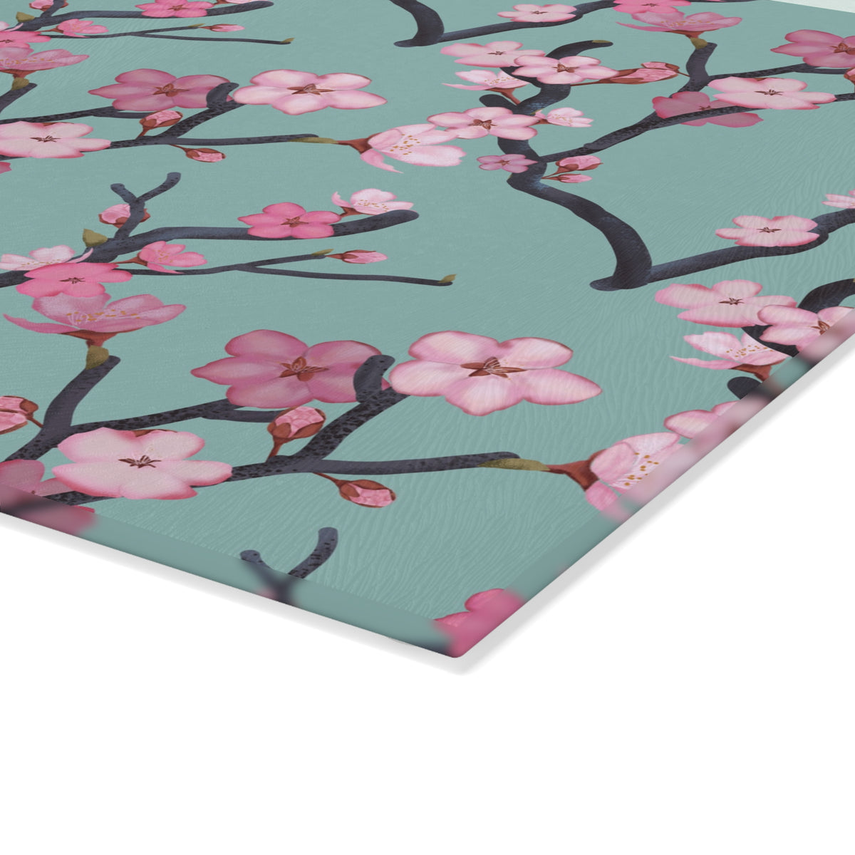 Cherry Blossom Glass Cutting Board