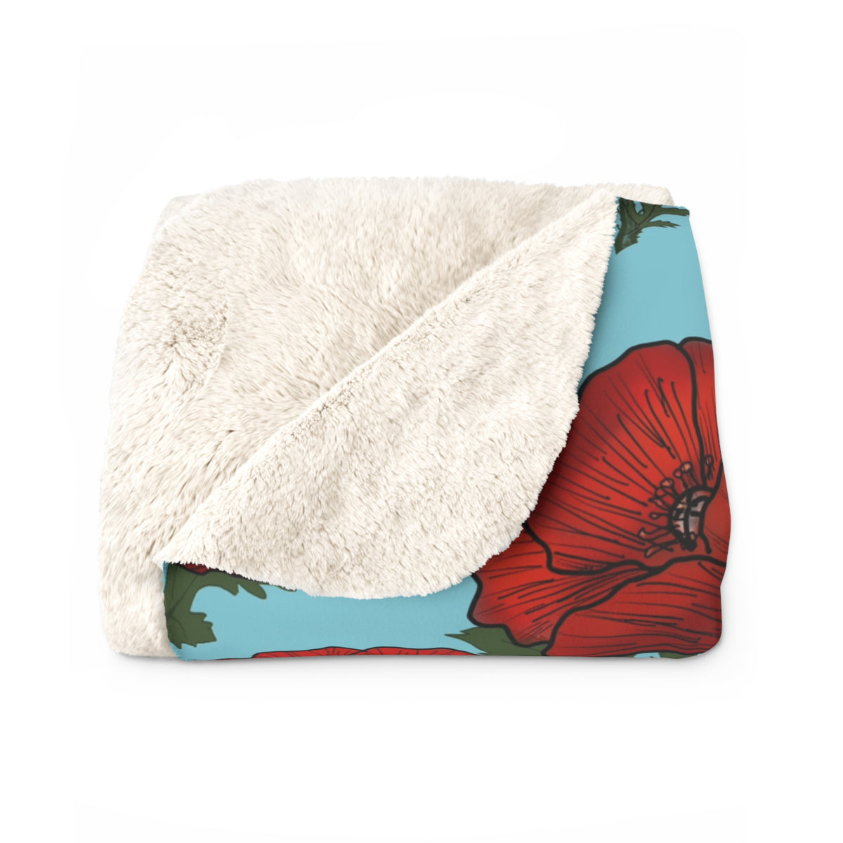 Poppy Field Sherpa Fleece Blanket