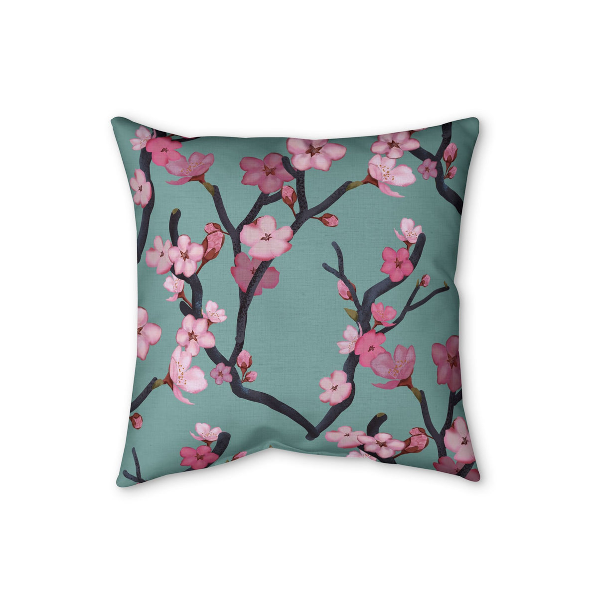 Cherry Blossom Faux Linen Pillow