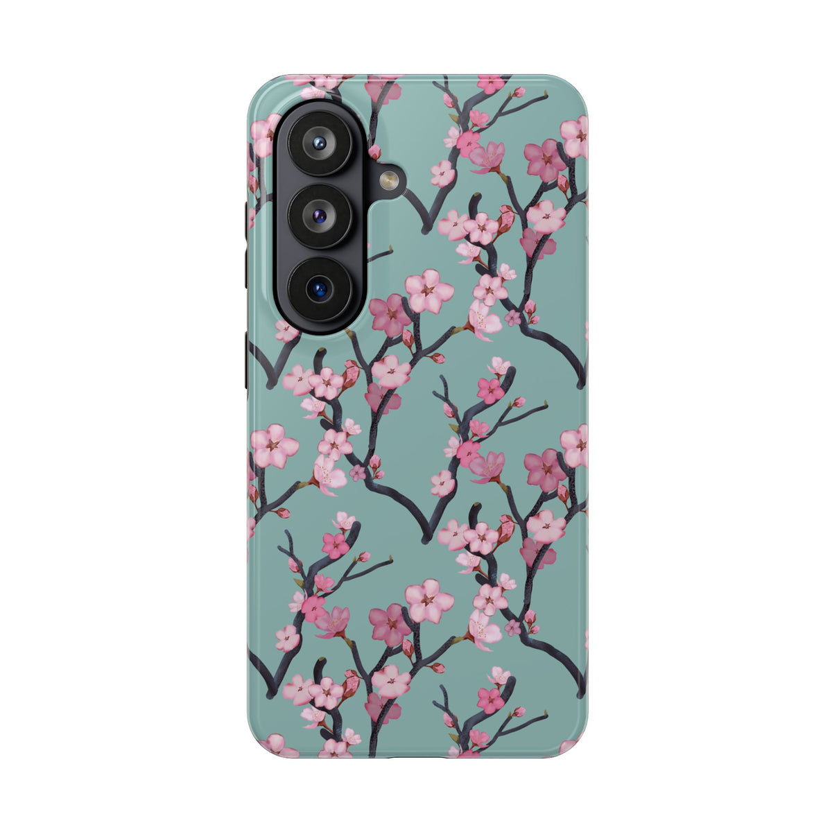 Samsung Galaxy Tough Phone Cases Cherry Blossom Green Background