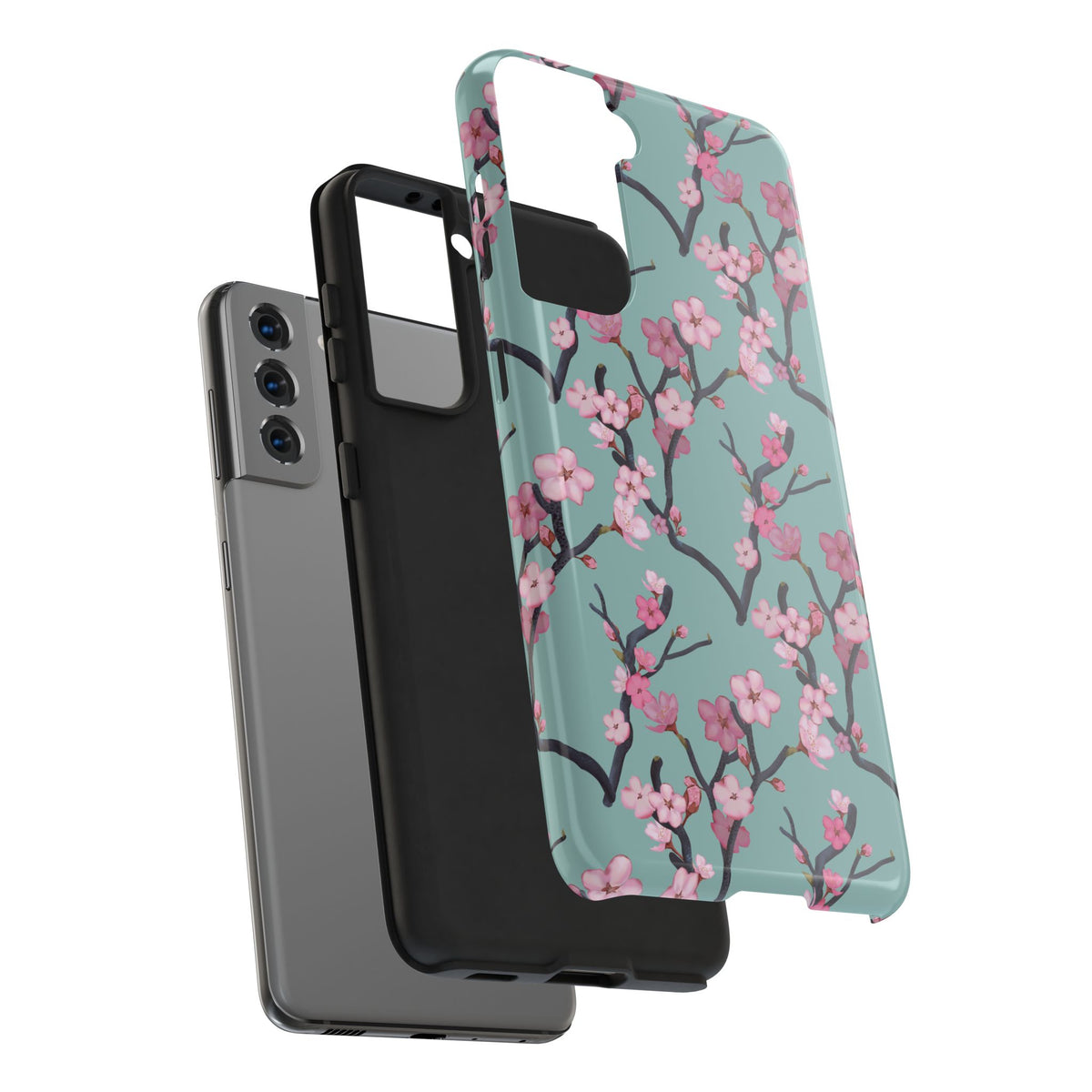 Samsung Galaxy Tough Phone Cases Cherry Blossom Green Background