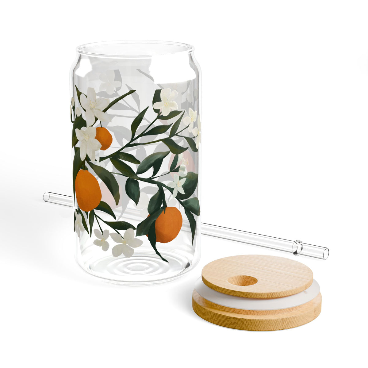 The Grove Sipper Glass, 16oz Glass Can - Orange Blossom