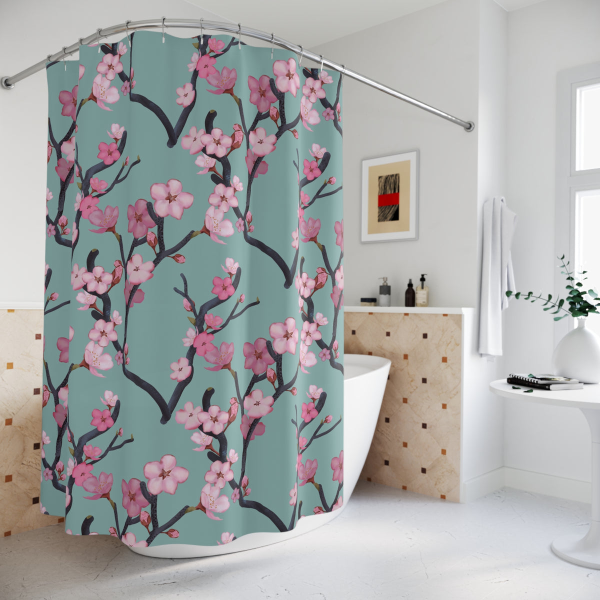 Cherry Blossom Shower Curtain | Floral Bathroom Decor