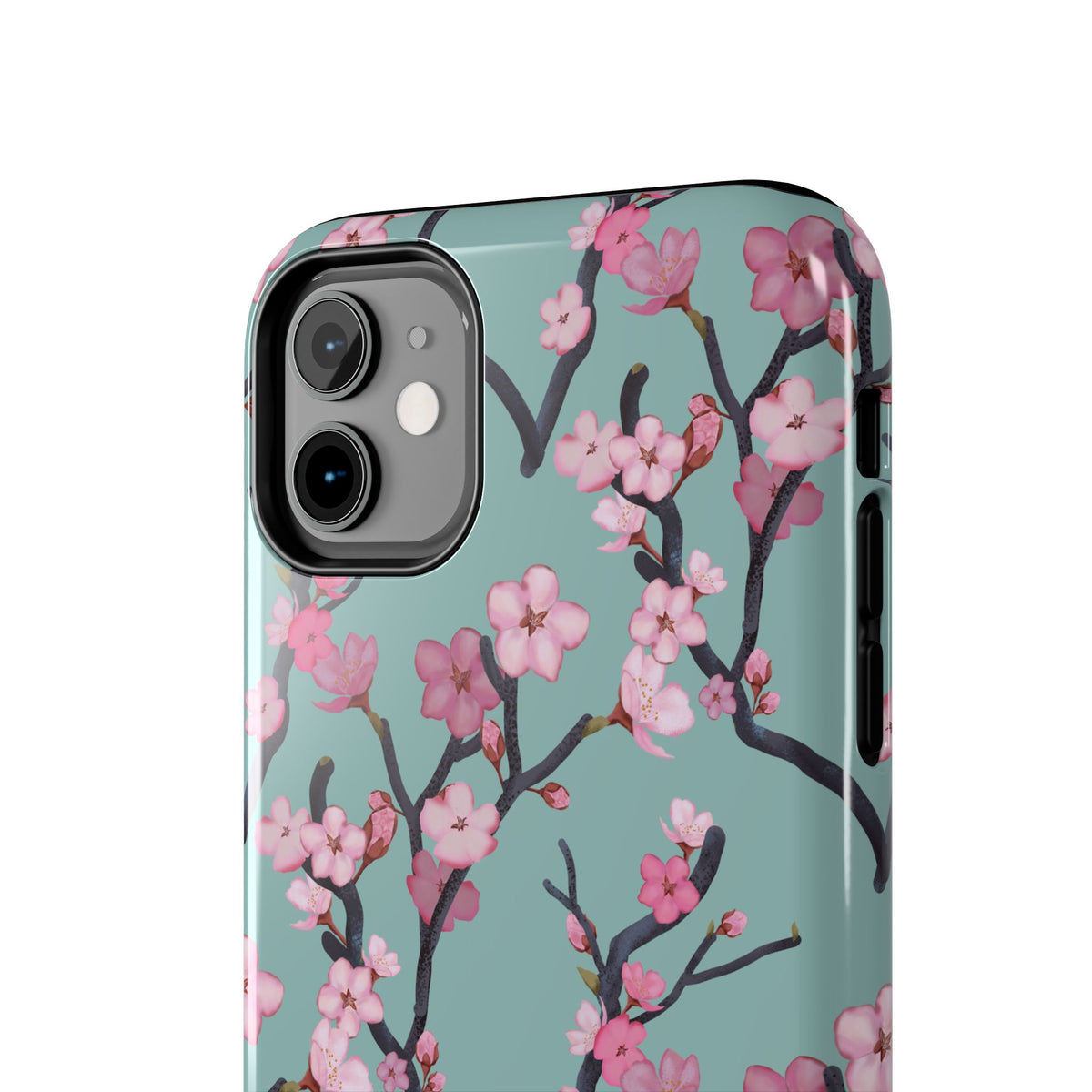 iPhone Tough Phone Cases Cherry Blossom Green Background