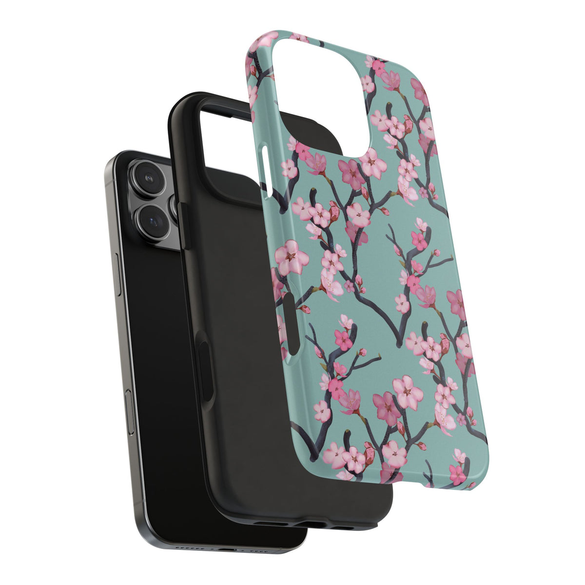 iPhone Tough Phone Cases Cherry Blossom Green Background