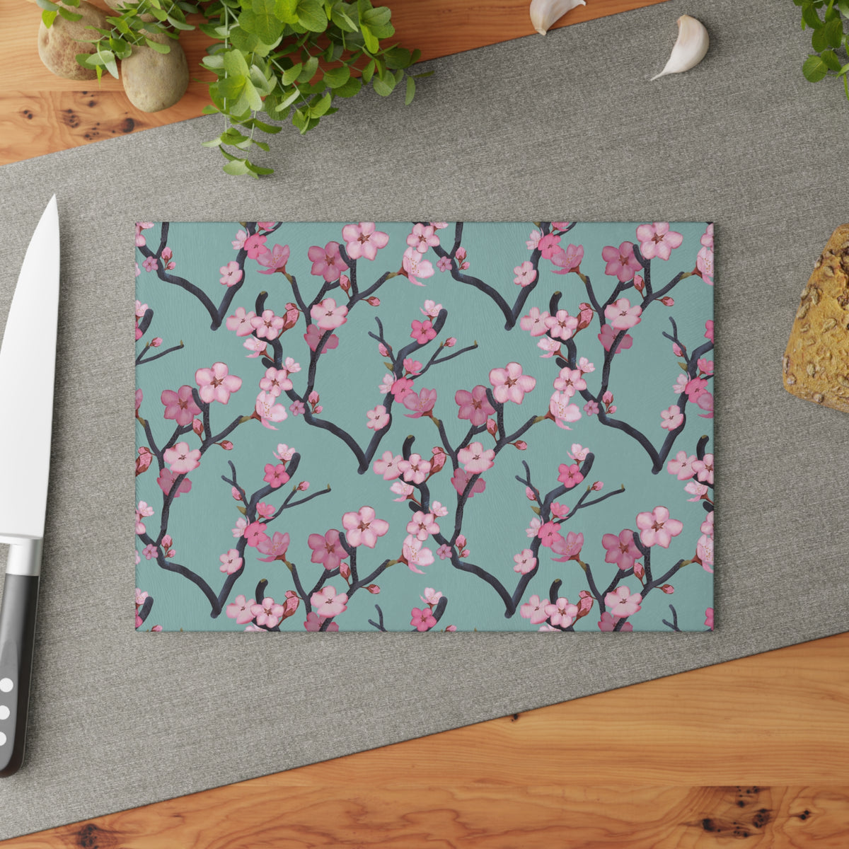 Cherry Blossom Glass Cutting Board