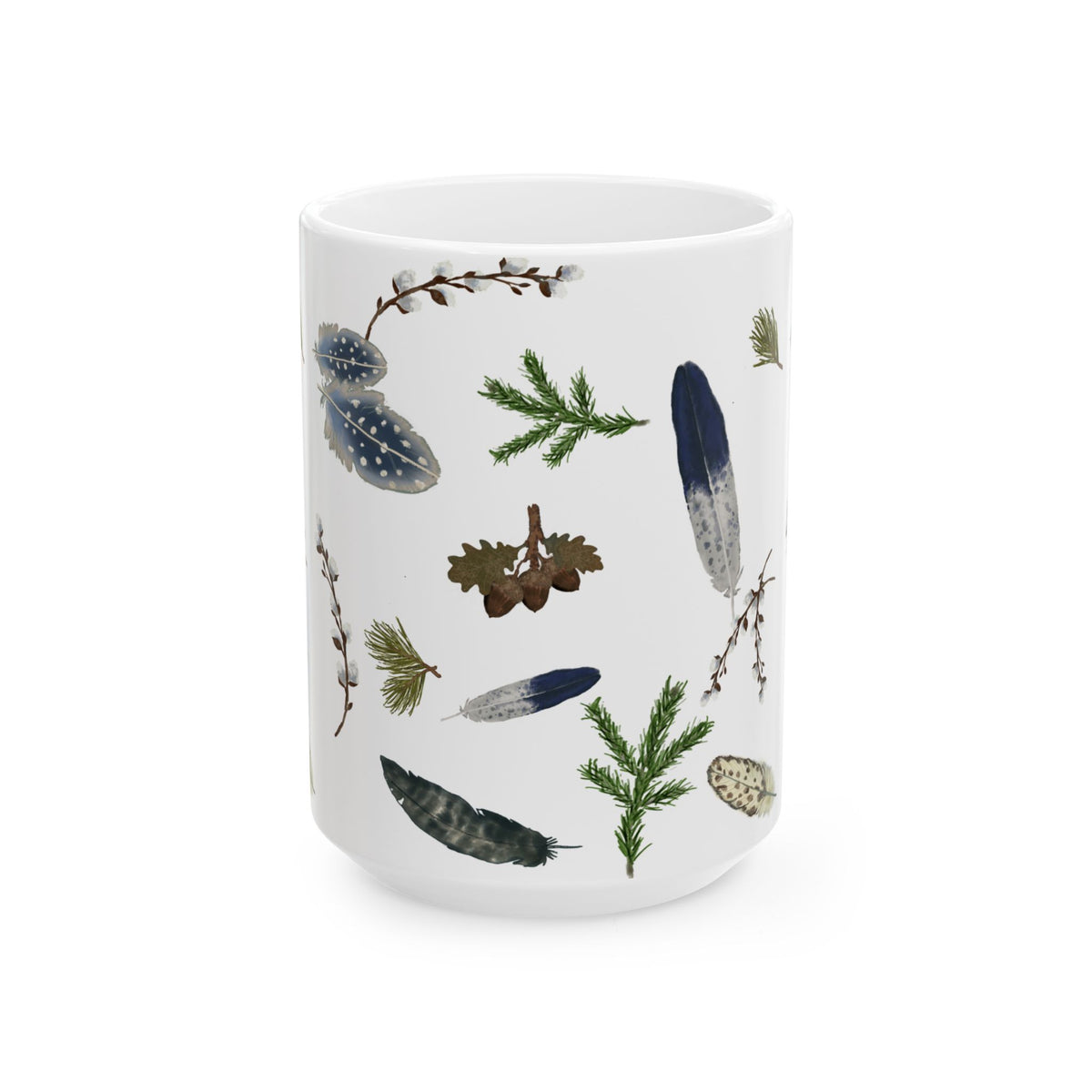 Forest Floor White Ceramic Mug, (11oz, 15oz)