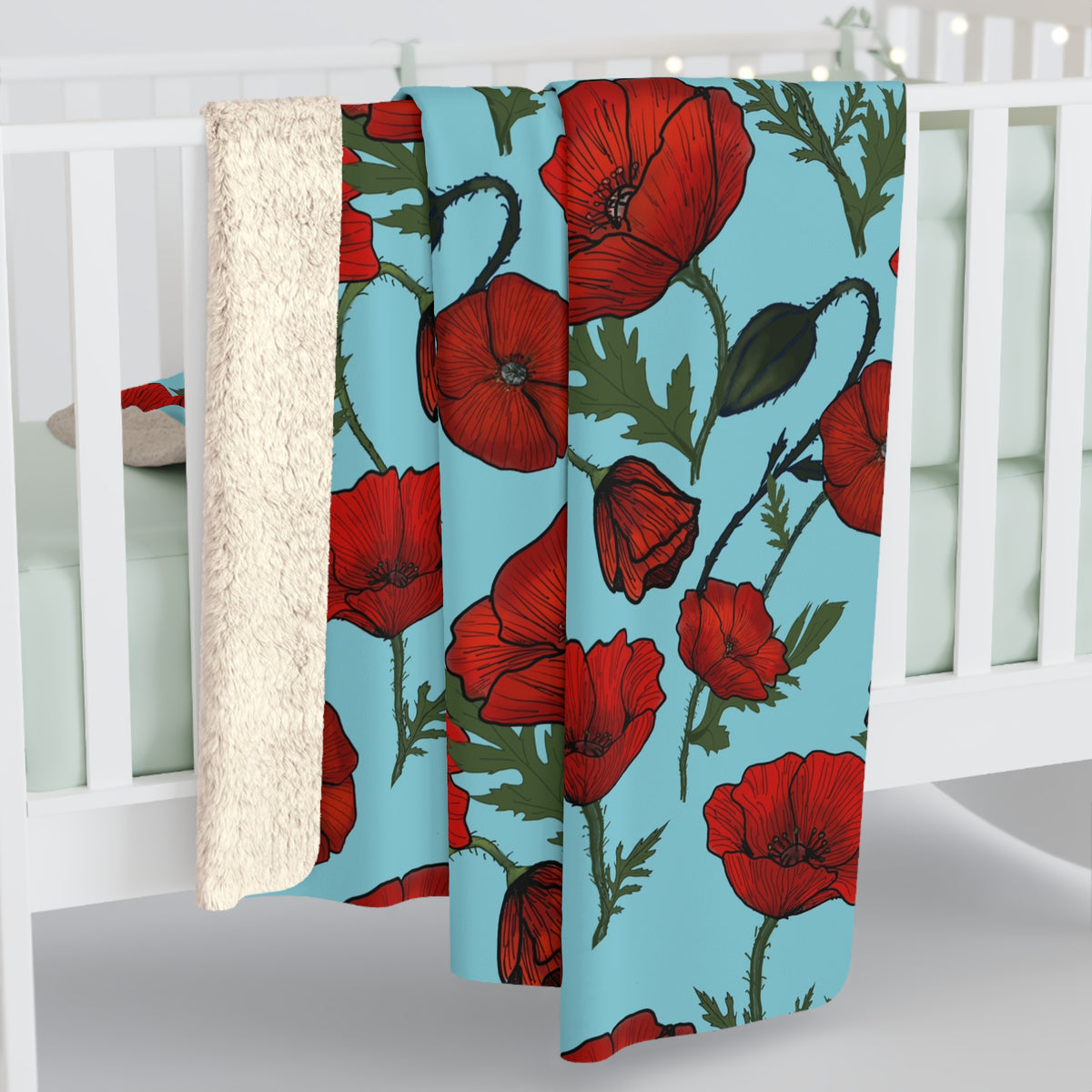 Poppy Field Sherpa Fleece Blanket