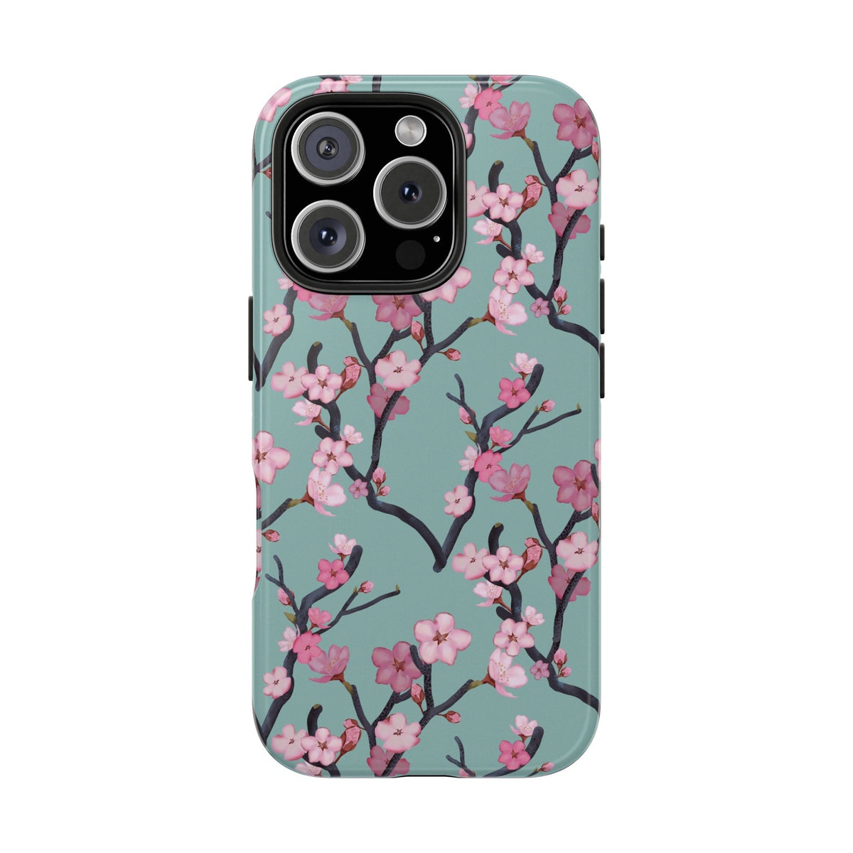 iPhone Tough Phone Cases Cherry Blossom Green Background
