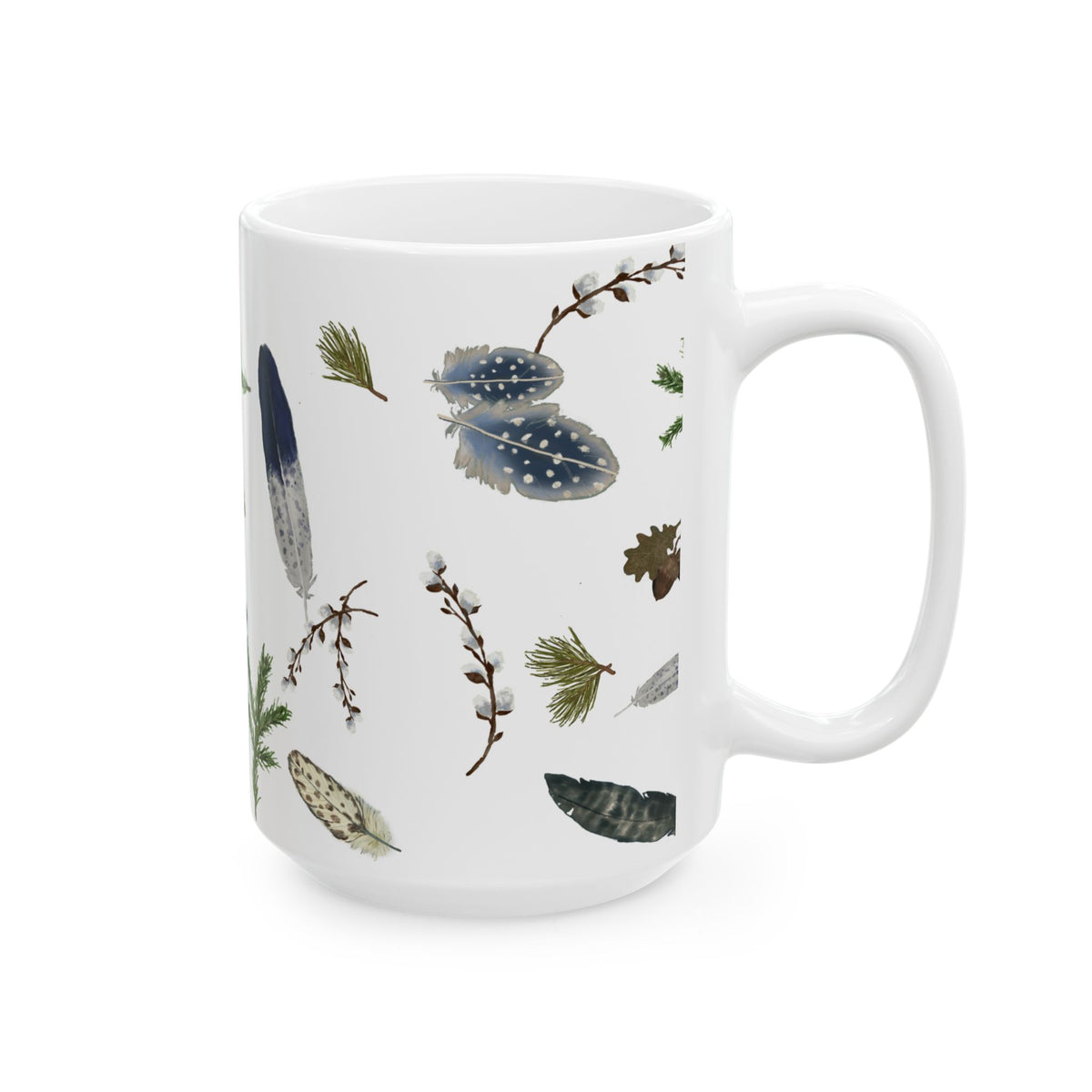 Forest Floor White Ceramic Mug, (11oz, 15oz)