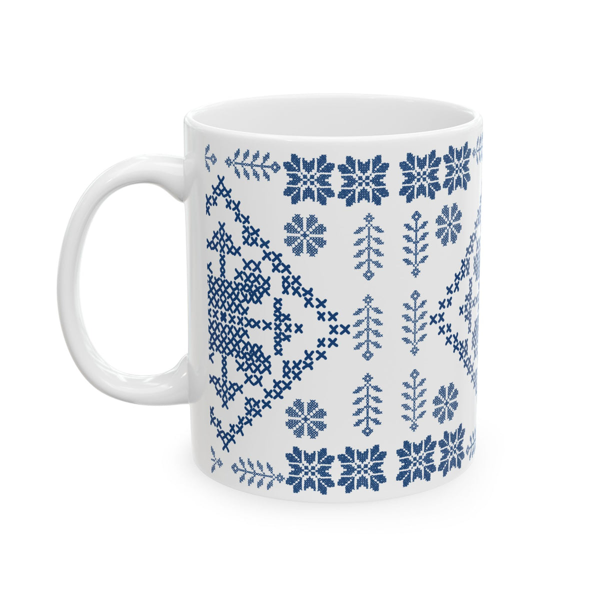Tatreez White Ceramic Mug, (11oz, 15oz)
