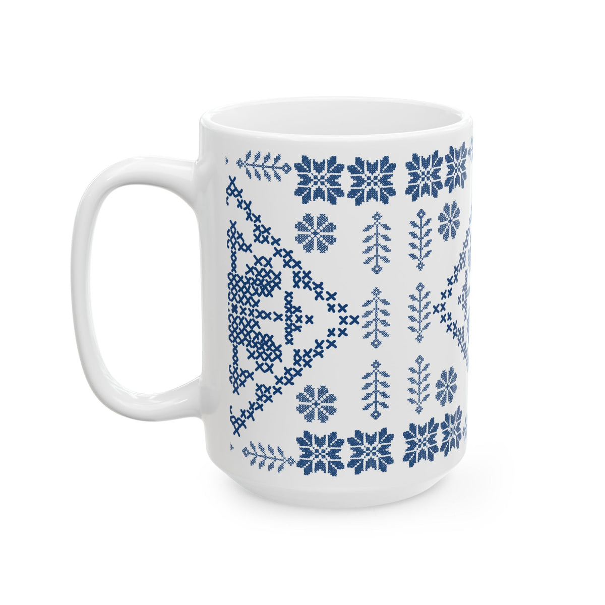 Tatreez White Ceramic Mug, (11oz, 15oz)