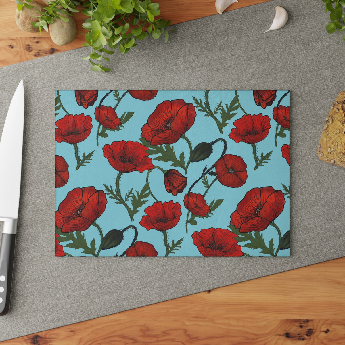 Poppy Field Glass Cutting Board
