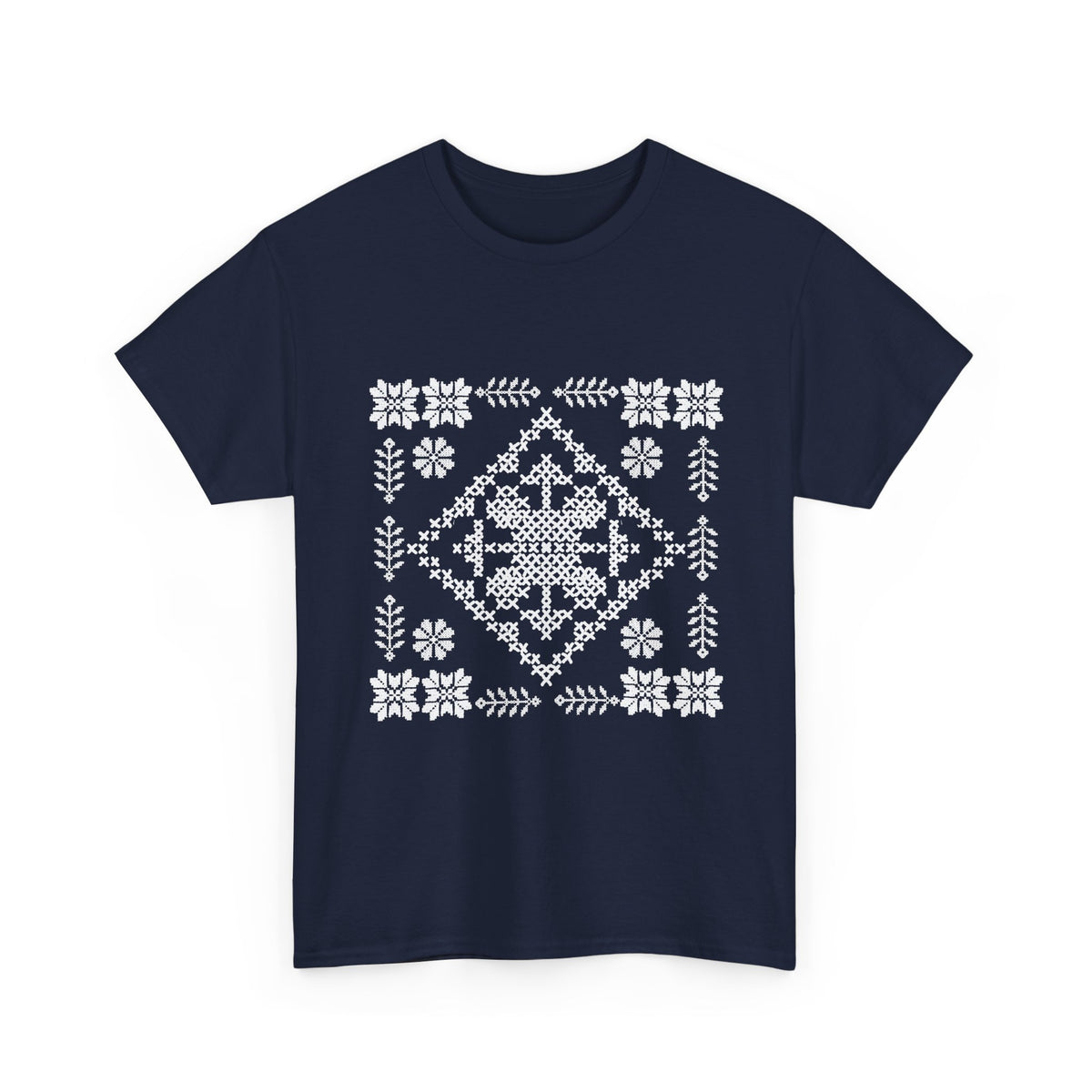 Tatreez Unisex Heavy Cotton Tee White Stitch Design