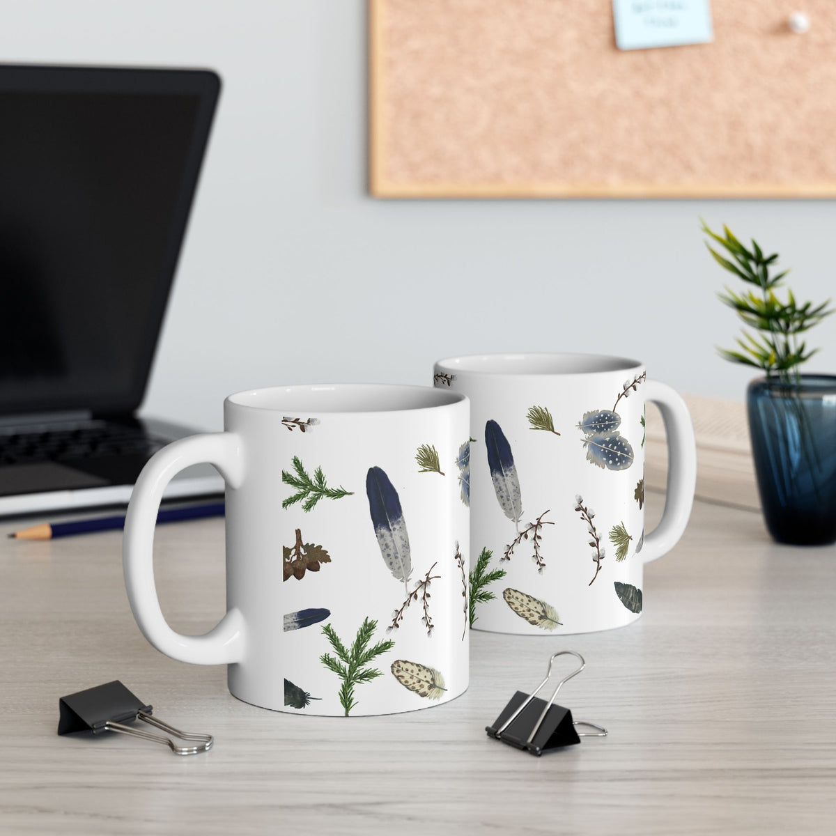 Forest Floor White Ceramic Mug, (11oz, 15oz)
