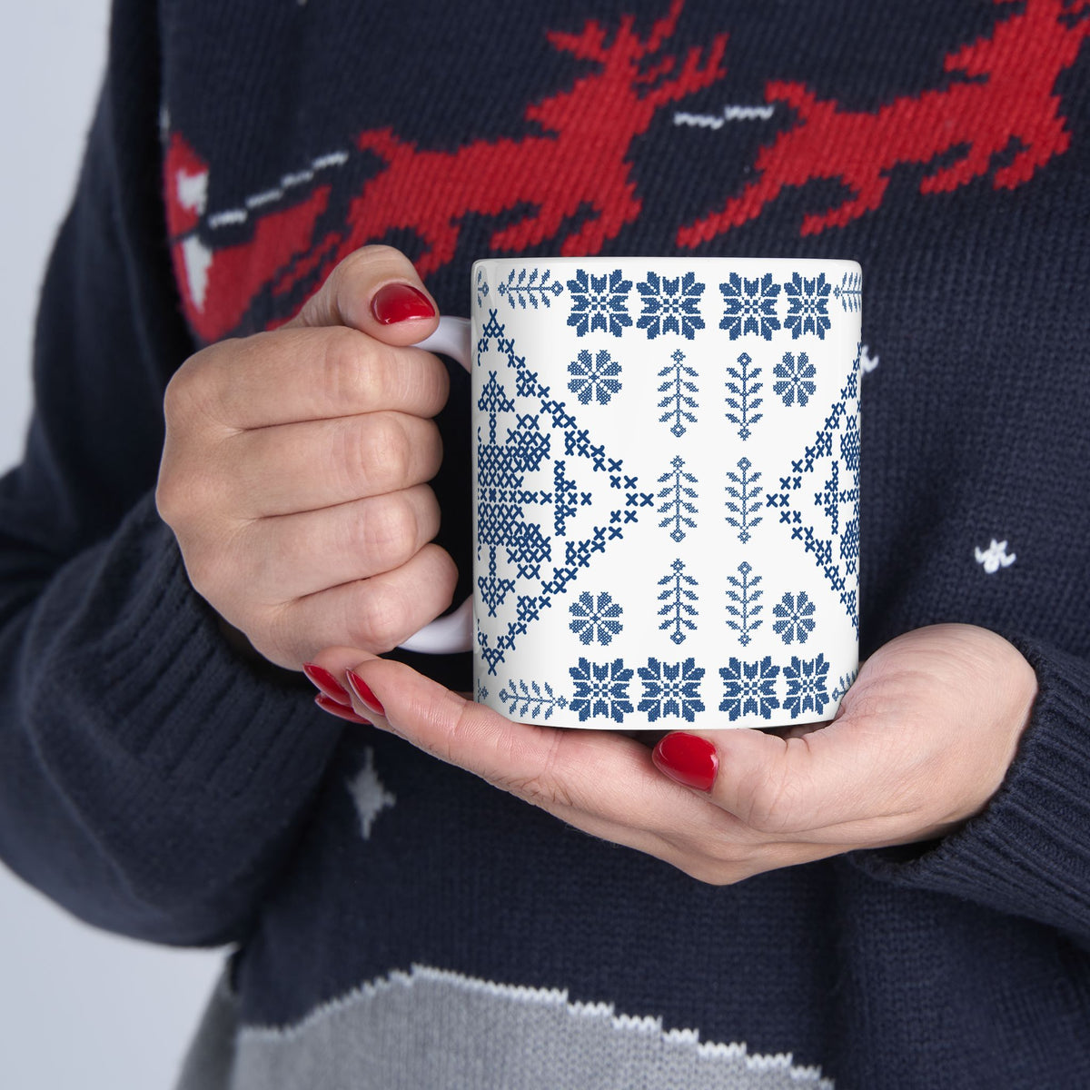 Tatreez White Ceramic Mug, (11oz, 15oz)