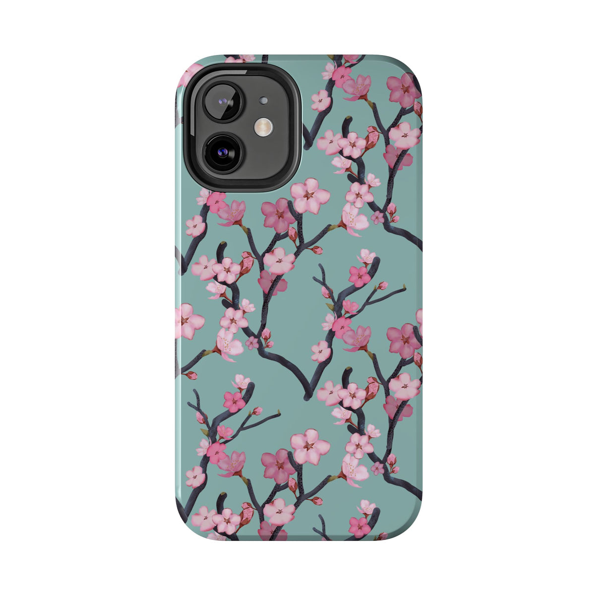 iPhone Tough Phone Cases Cherry Blossom Green Background