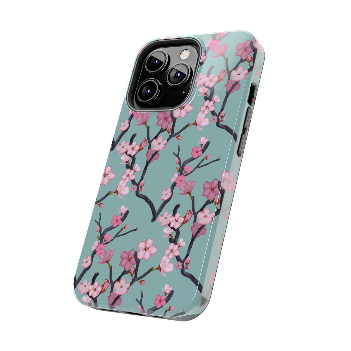 iPhone Tough Phone Cases Cherry Blossom Green Background
