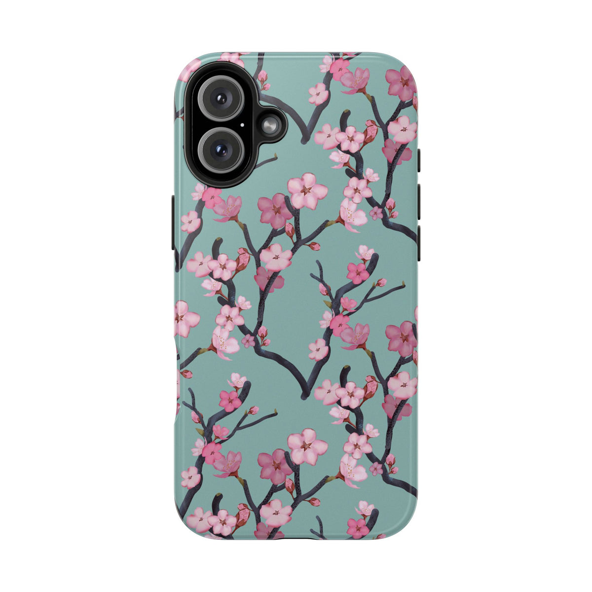 iPhone Tough Phone Cases Cherry Blossom Green Background