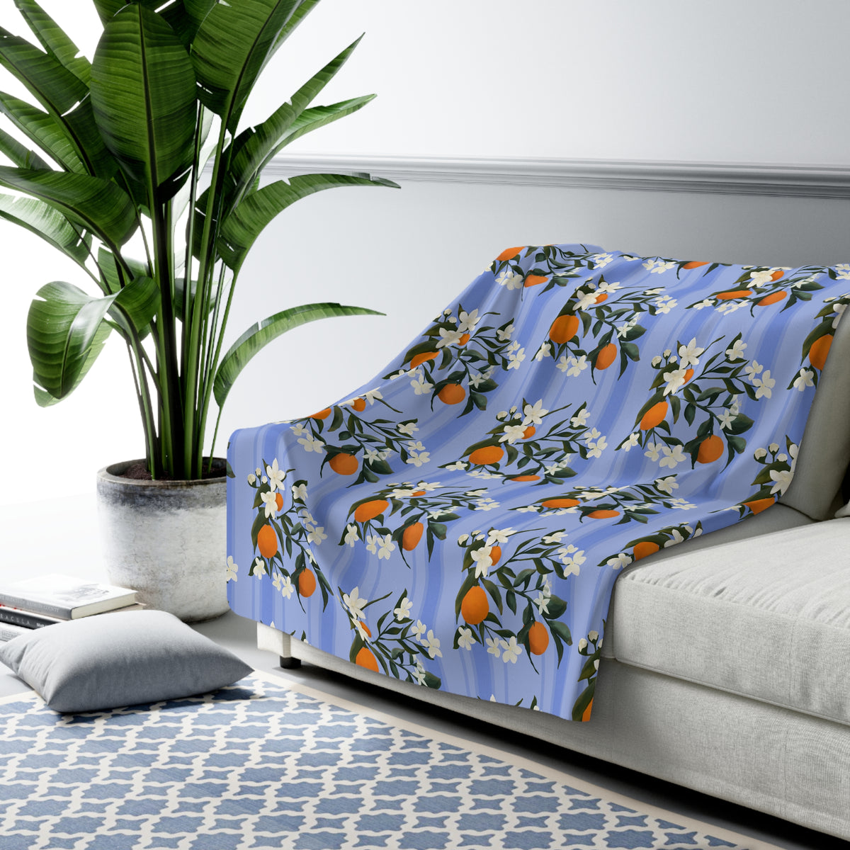 The Grove Sherpa Fleece Blanket - Orange Blossoms