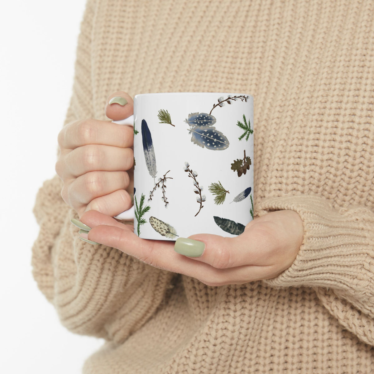 Forest Floor White Ceramic Mug, (11oz, 15oz)