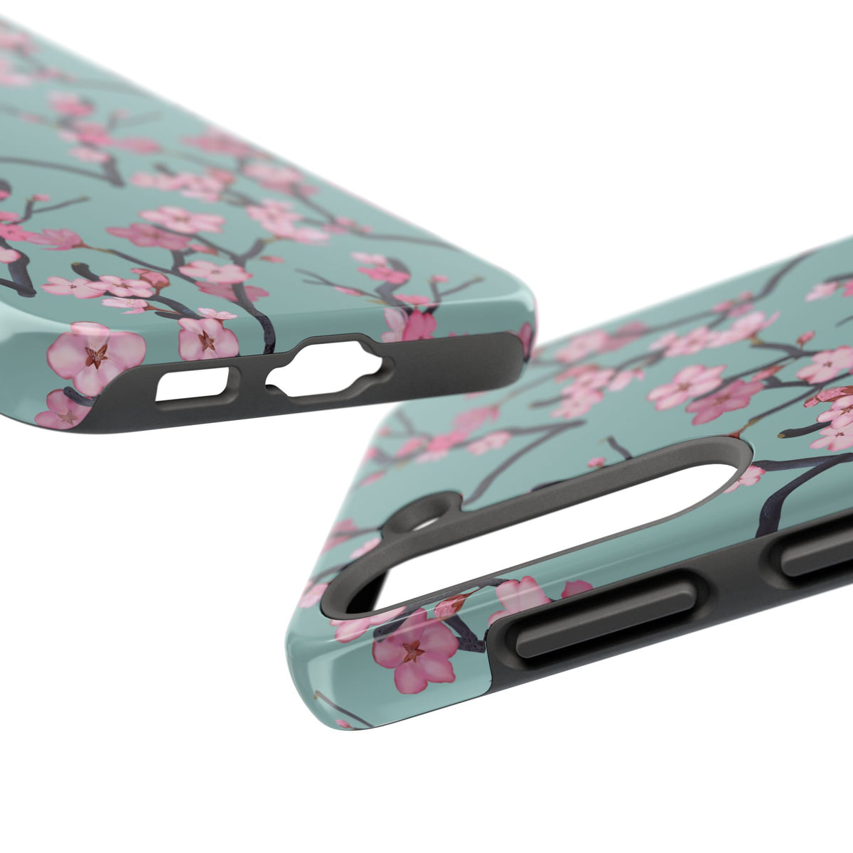 Samsung Galaxy Tough Phone Cases Cherry Blossom Green Background