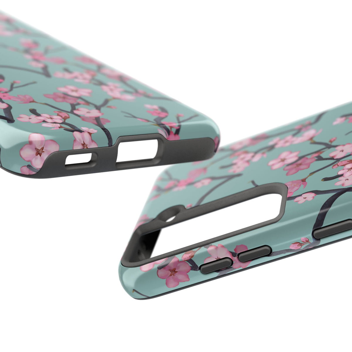 Samsung Galaxy Tough Phone Cases Cherry Blossom Green Background