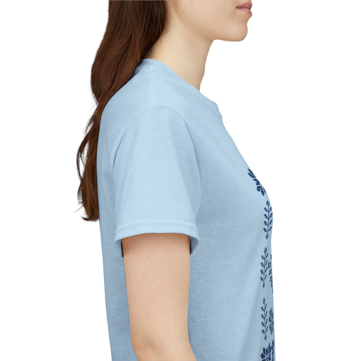 Tatreez Unisex Heavy Cotton Tee Blue Stitch Design