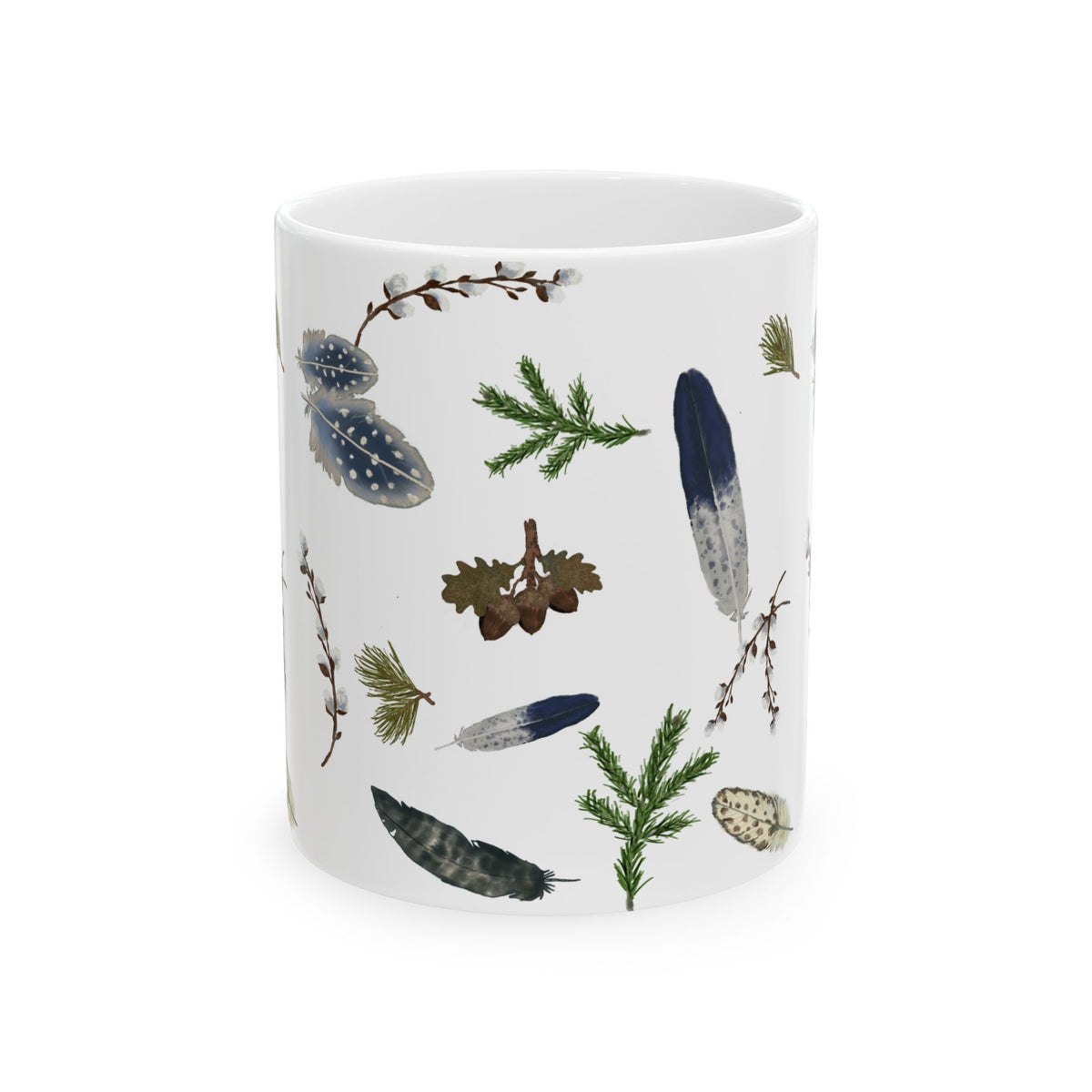 Forest Floor White Ceramic Mug, (11oz, 15oz)