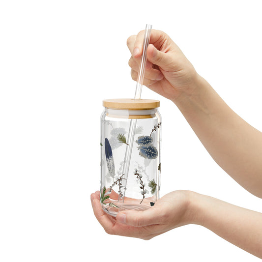 Forest Floor Sipper Glass, Glass Can 16oz
