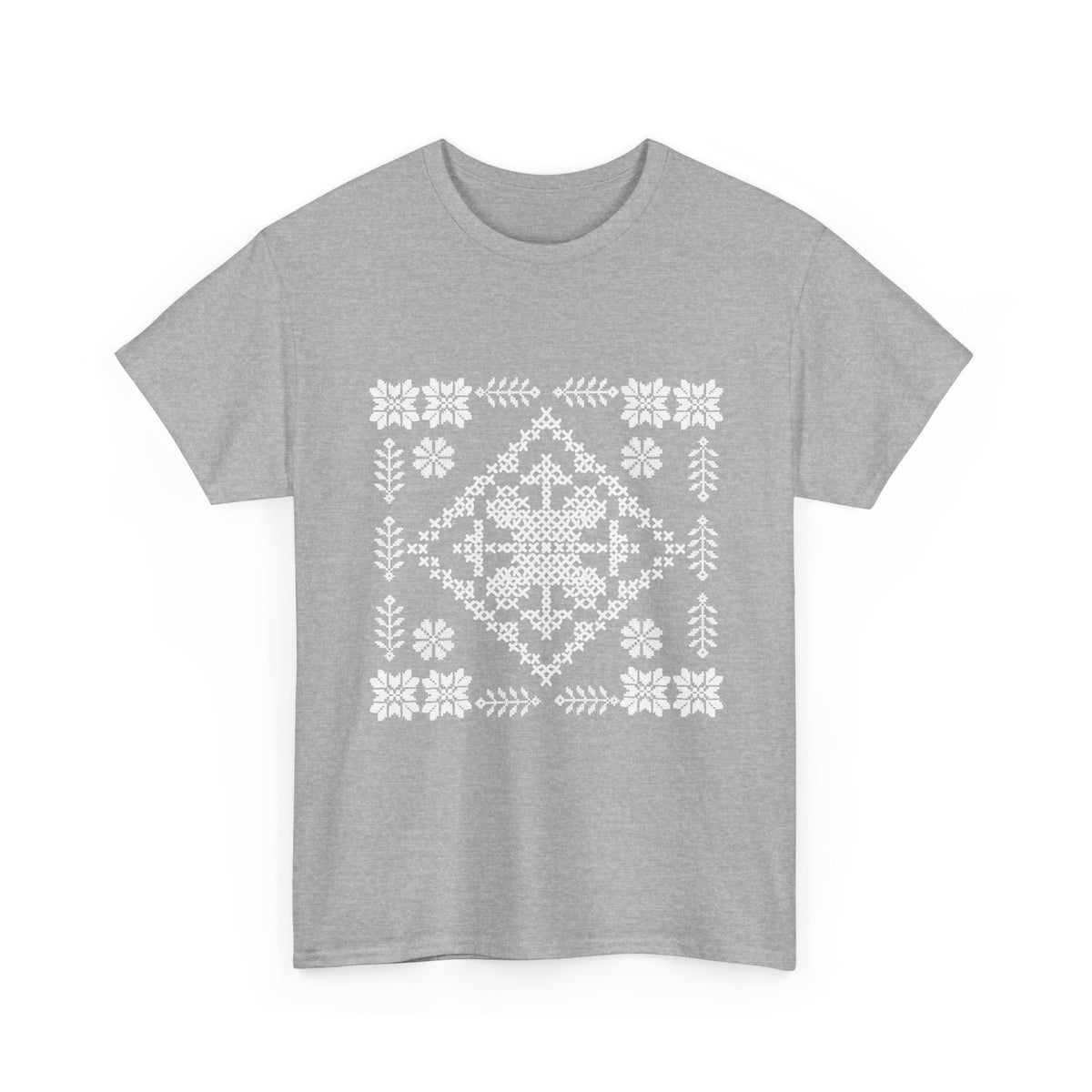 Tatreez Unisex Heavy Cotton Tee White Stitch Design