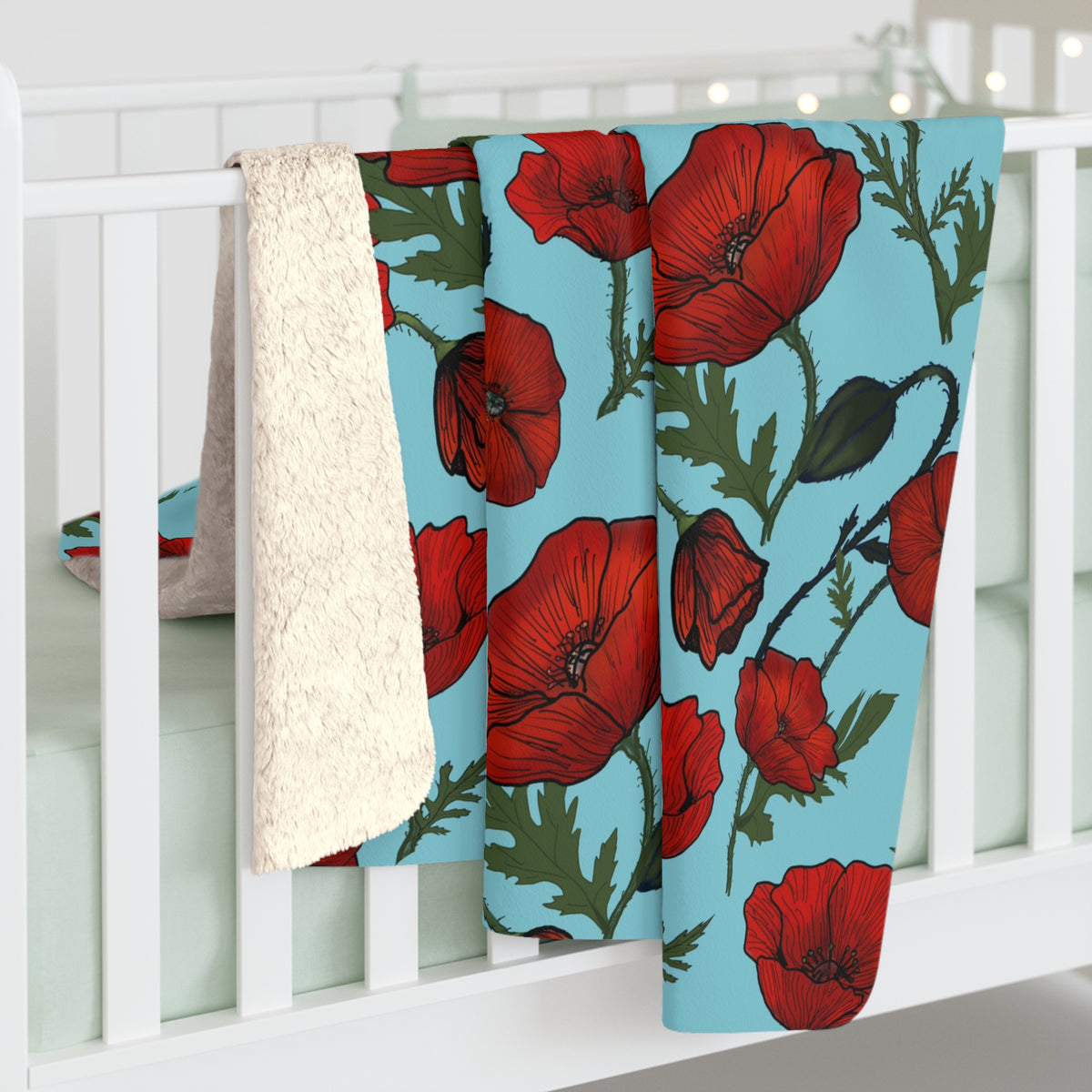 Poppy Field Sherpa Fleece Blanket